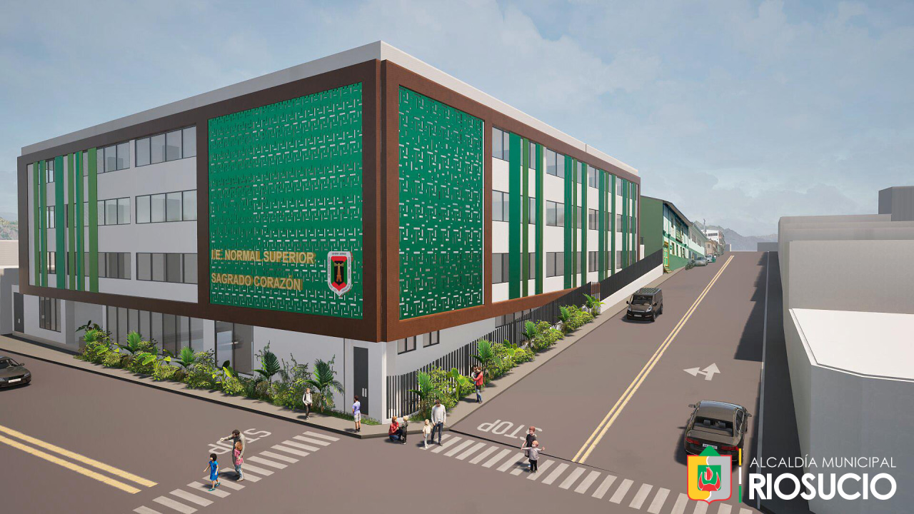 Render edificio proyectado para Escuela Normal Superior